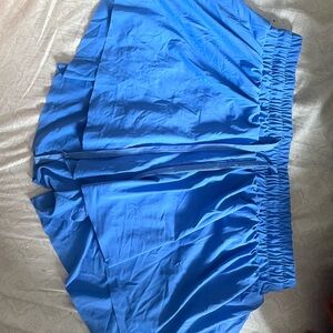 Flowy Vibrant Blue Elastic Waist Athletic Shorts